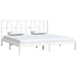 3104019 Bed Frame without Mattress White Solid Wood 200x200 cm