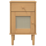 Bedside Cabinet SENJA Rattan Look Brown 40x35x65 cm Solid Wood Pine 358013
