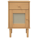 ZNTS Bedside Cabinet SENJA Rattan Look Brown 40x35x65 cm Solid Wood Pine 358013