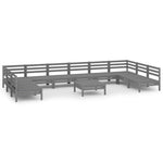 ZNTS 11 Piece Garden Lounge Set Grey Solid Wood Pine 3083431