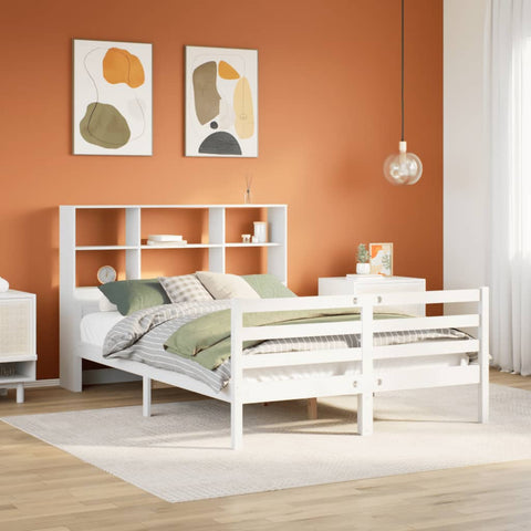 ZNTS Bookcase Bed without Mattress White 120x200 cm Solid Wood Pine 3322236
