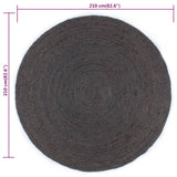 Handmade Rug Jute Round 210 cm Dark Grey 343597