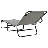 Folding Sun Lounger Folding Grey 188 x 57 x 86.5 cm Polyester 42003143
