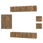 ZNTS 8 Piece TV Cabinet Set Smoked Oak Engineered Wood 3114491