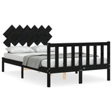 Bed Frame without Mattress Black Double Solid Wood Pine 3193445