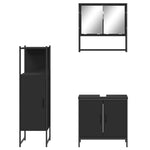 ZNTS 3 Piece Bathroom Furniture Set Black Engineered Wood 3214700