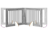 Dog Gate with Stands 4 pcs Grey Sonoma 80 x 80 cm 892082