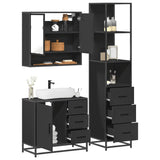 ZNTS 3 Piece Bathroom Furniture Set Black Engineered Wood 3301165