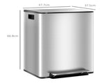 60L Dual Compartment Stainless Steel Bin, with Deodoriser Holders - Silver Tone T3398P343445