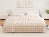 Anti-Slip Faux Rabbit Fur Blanket Olite Beige 220 x 240 cm 42021787