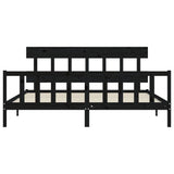 Bed Frame without Mattress Black 200x200 cm Solid Wood Pine 3193360