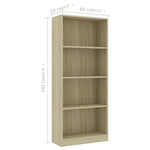 ZNTS 4-Tier Book Cabinet Sonoma Oak 60x24x142 cm Engineered Wood 800876