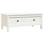 ZNTS Coffee Table White 100x50x40 cm Solid Wood Pine 814605