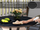 90 cm Garden Dining Table 4-5 cm Parasol Hole, Round Outdoor Dining Table, Steel Garden Table T3398P328065