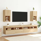 TV Cabinets with LED Lights 2 pcs Sonoma Oak 30.5x30x60 cm 836992
