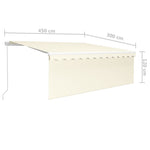 ZNTS Manual Retractable Awning with Blind&LED 4.5x3m Cream 3069322