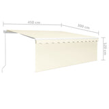 ZNTS Manual Retractable Awning with Blind&LED 4.5x3m Cream 3069322