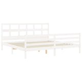 Bed Frame without Mattress White Super King Size Solid Wood 3194847