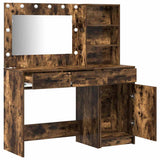 Dressing Table with Mirror Lights 2 pcs Brown Engineered Wood 3334267
