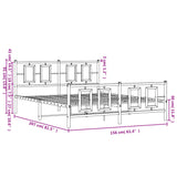 Metal Bed Frame without Mattress with Footboard Black 150x200cm 374261