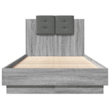 Bed Frame with LED without Mattress Grey Sonoma 75x190 cm Small Single 3210071