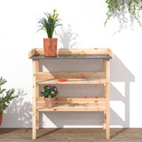 Plant Table with Shelves 78x38x82.5 cm Solid Wood Fir 156352