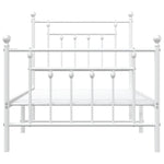 ZNTS Metal Bed Frame without Mattress with Footboard White 90x190cm 353596