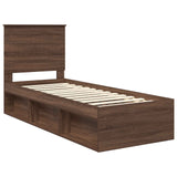 Bed Frame with Headboard Brown Oak 75 x 190 cm Solid Pine Wood 3411079