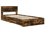 Bed Frame Smoked Oak and Silver 75 x 190 cm Engineered Wood 3408330