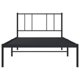 Metal Bed Frame without Mattress with Headboard Black 75x190cm 352470