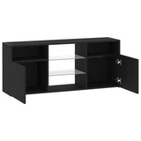 TV Cabinet with LED Lights Black Oak 120x30x50 cm Engineered Wood 862035