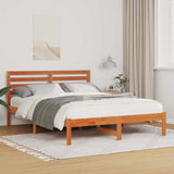 Bed Frame with Headboard Wax Brown 140 x 190 cm Solid Pine Wood 872298