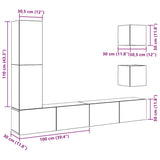 5 Piece TV Cabinet Set Wall-mounted Old Wood Engineered Wood 3329201