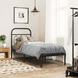 Metal Bed Frame without Mattress with Headboard Black 75x190cm 377107