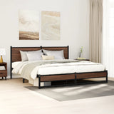 Metal Bed Frame without Mattress Brown Oak 183x213 cm 3301410