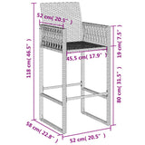 Garden Bar Stools 2 pcs Brown Poly Rattan 368703