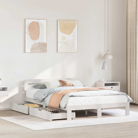 Bed Frame without Mattress White 120x190 cm Small Double Solid Wood Pine 3309867