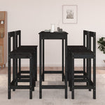 5 Piece Bar Set Black Solid Wood Pine 3124706