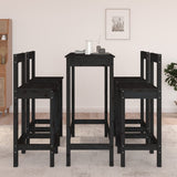 5 Piece Bar Set Black Solid Wood Pine 3124706