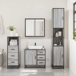 ZNTS 3 Piece Bathroom Furniture Set Grey Sonoma Engineered Wood 3301018
