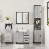 ZNTS 3 Piece Bathroom Furniture Set Grey Sonoma Engineered Wood 3301018