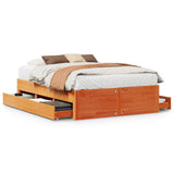 Bed Frame without Mattress with Drawers Wax Brown 150x200 cm King Size Solid Wood Pine 3308803