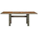 Garden Table Brown Poly Rattan and Solid Acacia Wood 313314