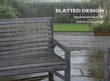 Wooden Garden Furniture Set with Parasol Hole, 1 Chair, 1 Bench and Detachable Table, Grey Embossed T3398P551587