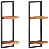 Wall Shelves 2 pcs 25x25x75 cm Solid Wood Acacia and Steel 338462