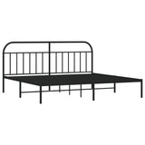 Bed Frame Black Powder-Coated Steel 200x200cm Bed Frame 353642