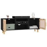 TV Cabinet Black 105x30x40 cm Solid Wood Pine&Natural Rattan 345616