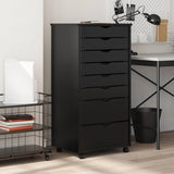 Rolling Cabinet with Drawers MOSS Black Solid Wood Pine 4015788