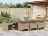 Garden Dining Set 9 pcs Beige Poly Rattan 3380616