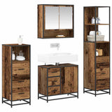 Bathroom Furniture Set with Door 4 pcs Old Wood Engineered Wood 3402497